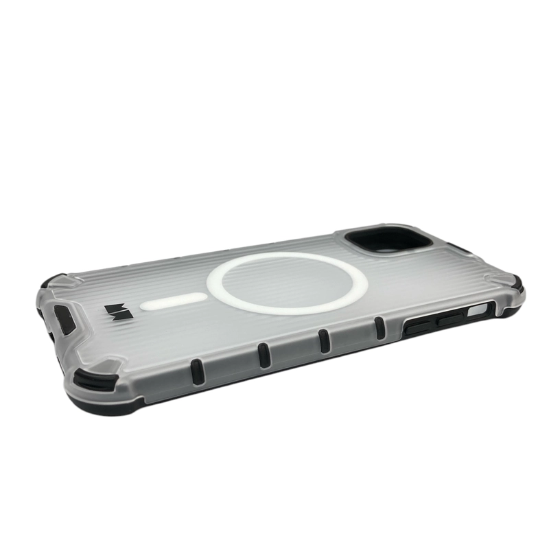 CARCASA FUNDA COMPATIBLE CON IPHONE 14 MAGSAFE TRANSPARENTE BORDE NEGRO - 3