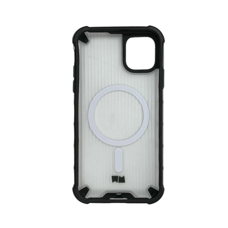 CARCASA FUNDA COMPATIBLE CON IPHONE 14 MAGSAFE TRANSPARENTE BORDE NEGRO - 4