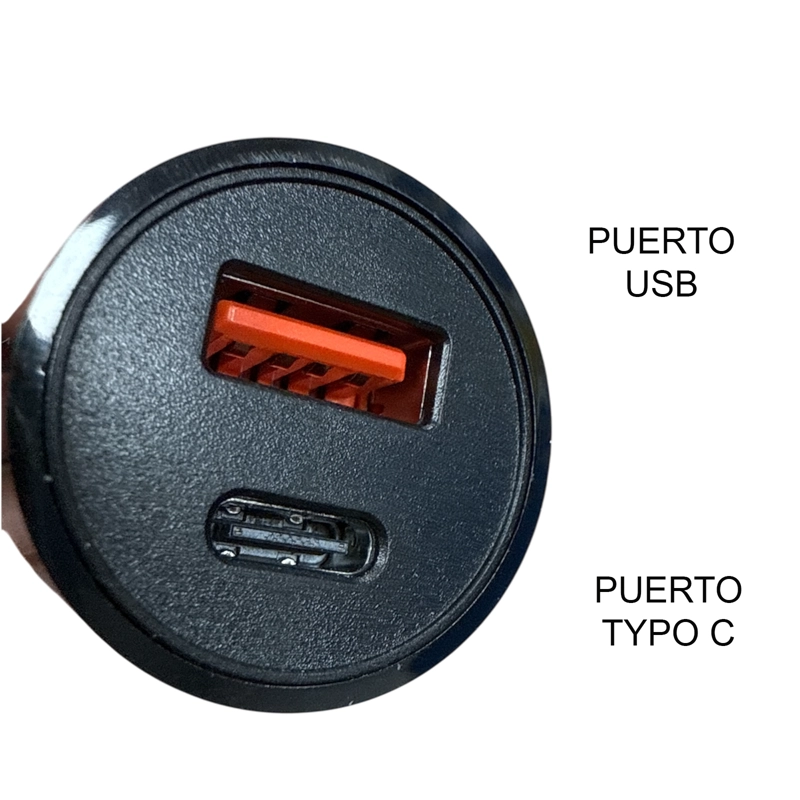 CARGADOR DE AUTO DOBLE USB Y TYPO C CARGA RAPIDA 38W - 6