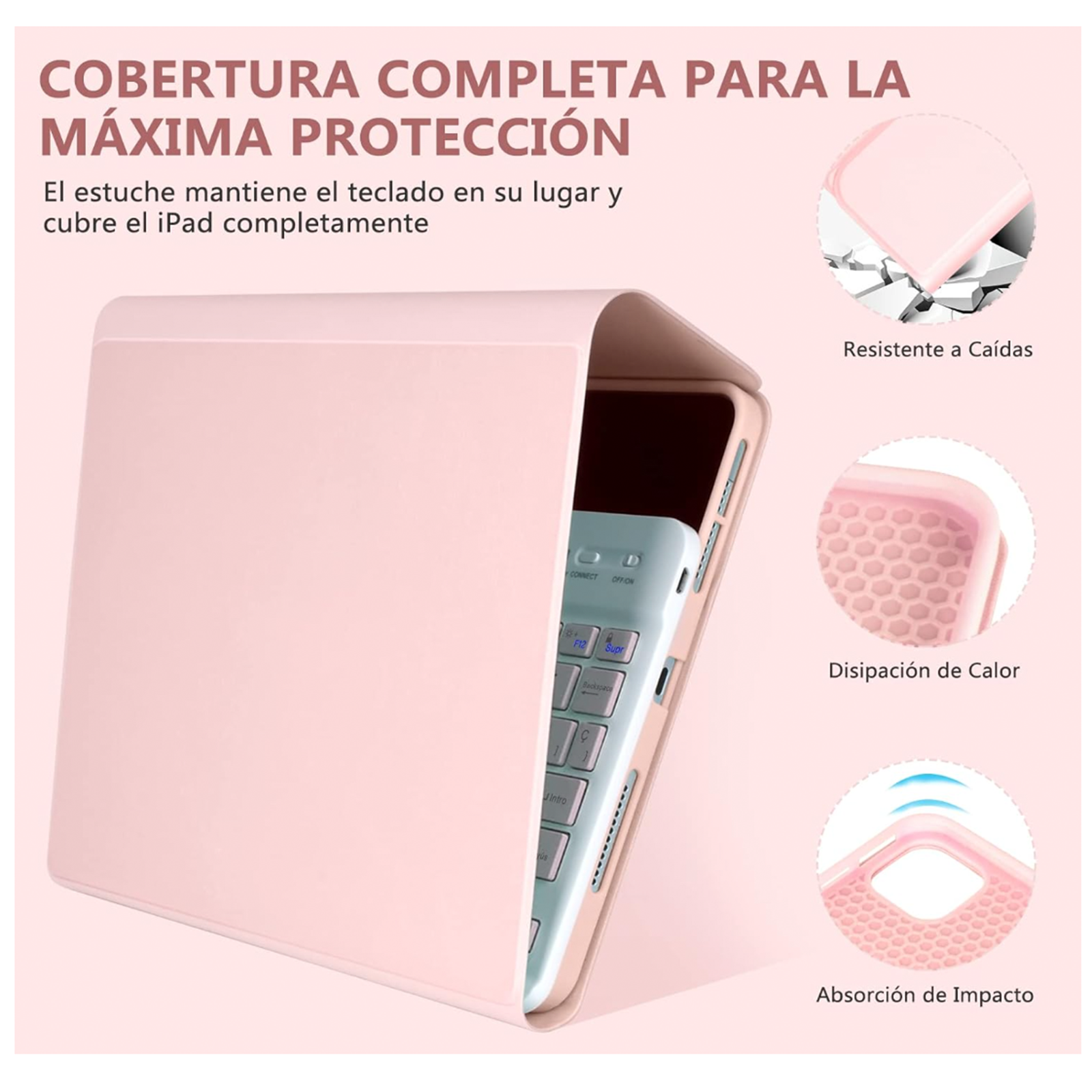 FUNDA CON TECLADO ESPAÑOL PARA IPAD AIR 11 M3 2025 RANURA ROSADO - 2