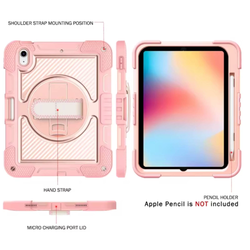 FUNDA CARCASA REFORZADA ANTIGOLPE COMPATIBLE CON IPAD 11TH A16 2025 ROSADO - 3