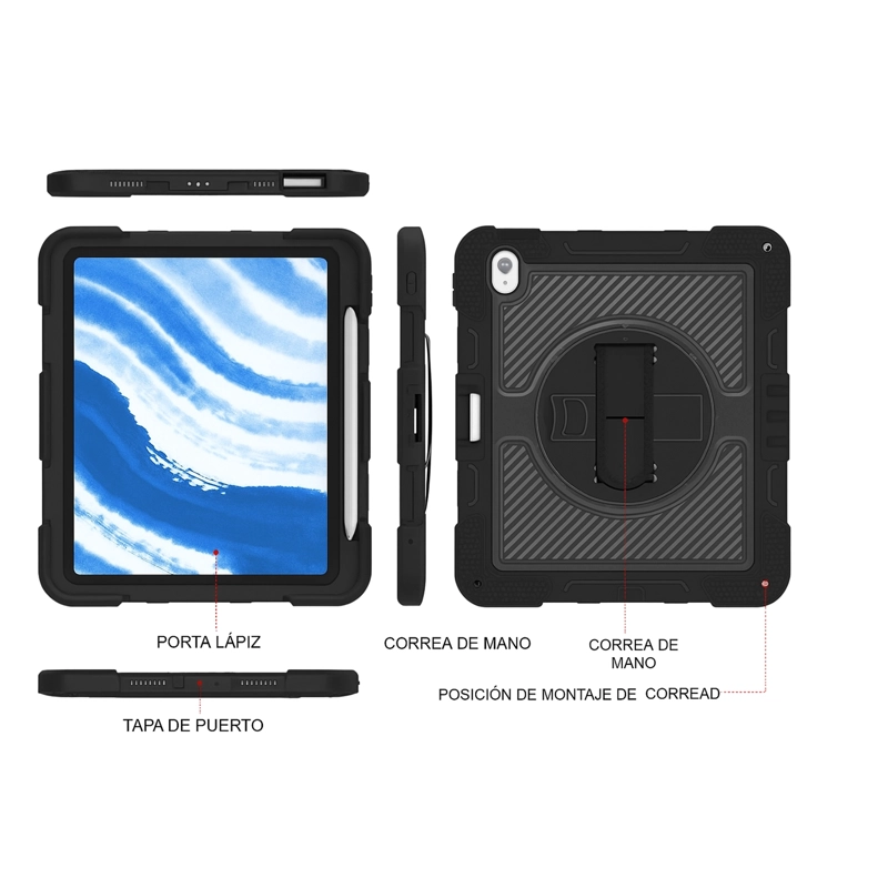FUNDA CARCASA REFORZADA ANTI GOLPE IPAD 11TH GENE A16 2025 NEGRO - 4