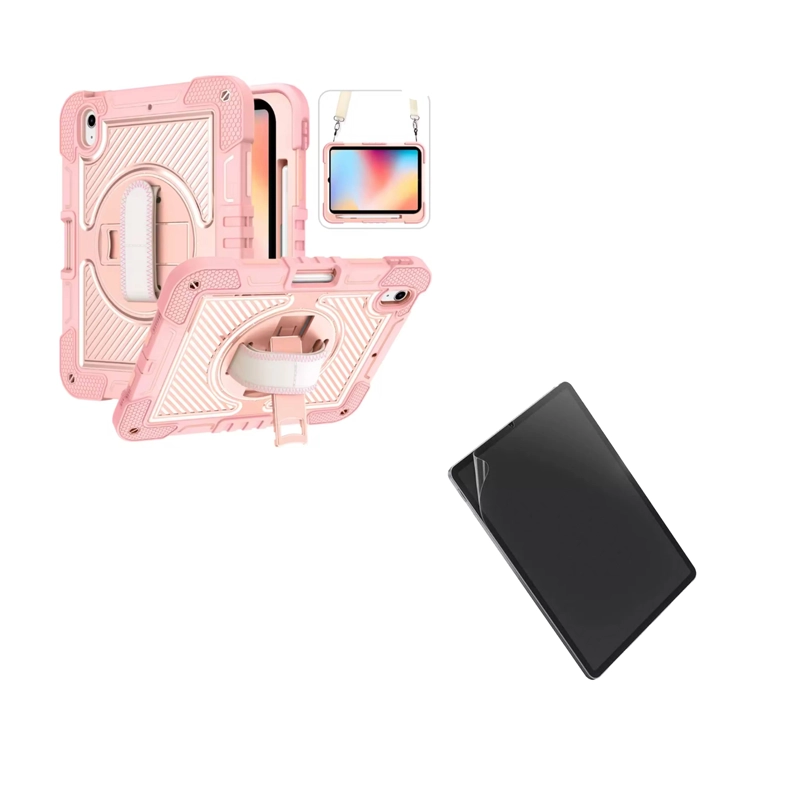 FUNDA CARCASA REFORZADA ANTI GOLPE 360 + LAMINA HIDROGEL MATTE IPAD 11TH G A16 2025 ROSADO - 1