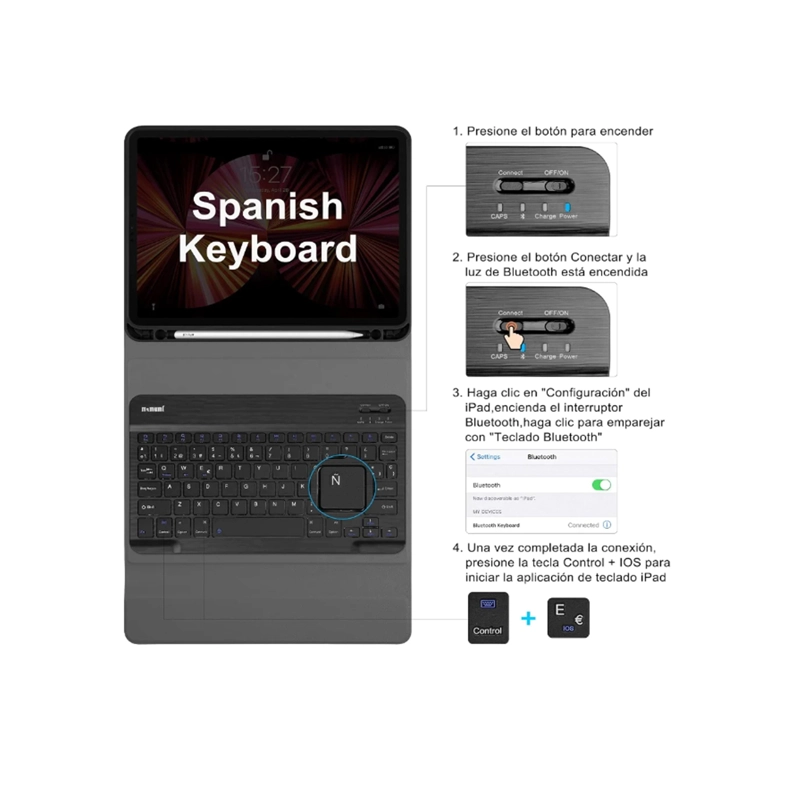 FUNDA CON TECLADO ESPAÑOL PARA IPAD AIR 13 M3 2025 DORADO - 5
