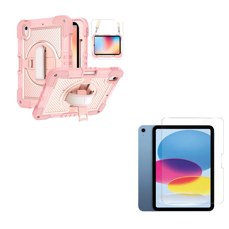 FUNDA REFORZADA 360 LAMINA VIDRIO COMPATIBLE CON IPAD 11TH G A16 ROSA - 1