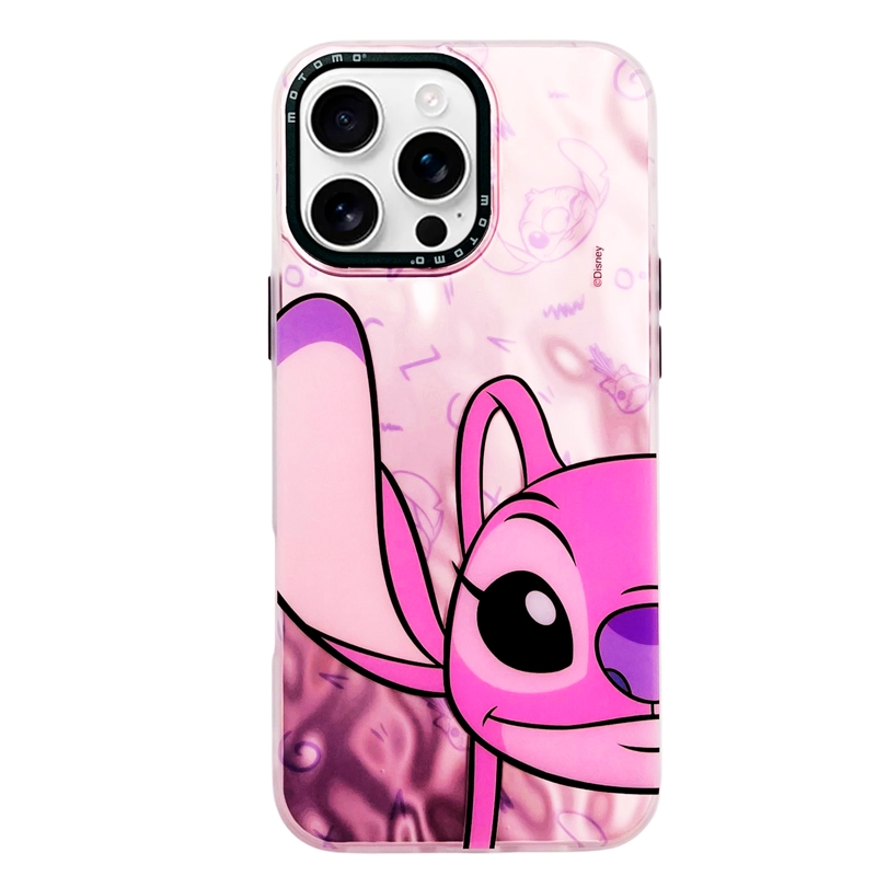 CARCASA PARA IPHONE 16 PRO MAX LILO Y STICH TORNASOL ROSA