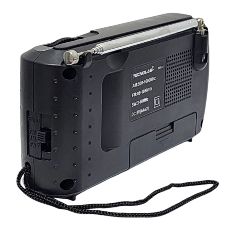 RADIO PORTATIL AM/FM 3W CON ENTRADA AUDIFONOS TECNOLAB TL634 - 3