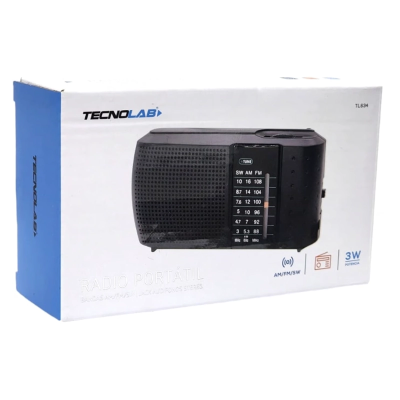 RADIO PORTATIL AM/FM 3W CON ENTRADA AUDIFONOS TECNOLAB TL634 - 4