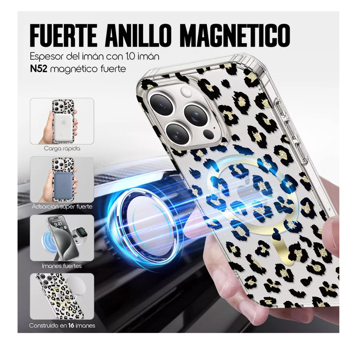CARCASA FUNDA ANIMAL PRINT LEOPARDO PARA IPHONE 16 - 3