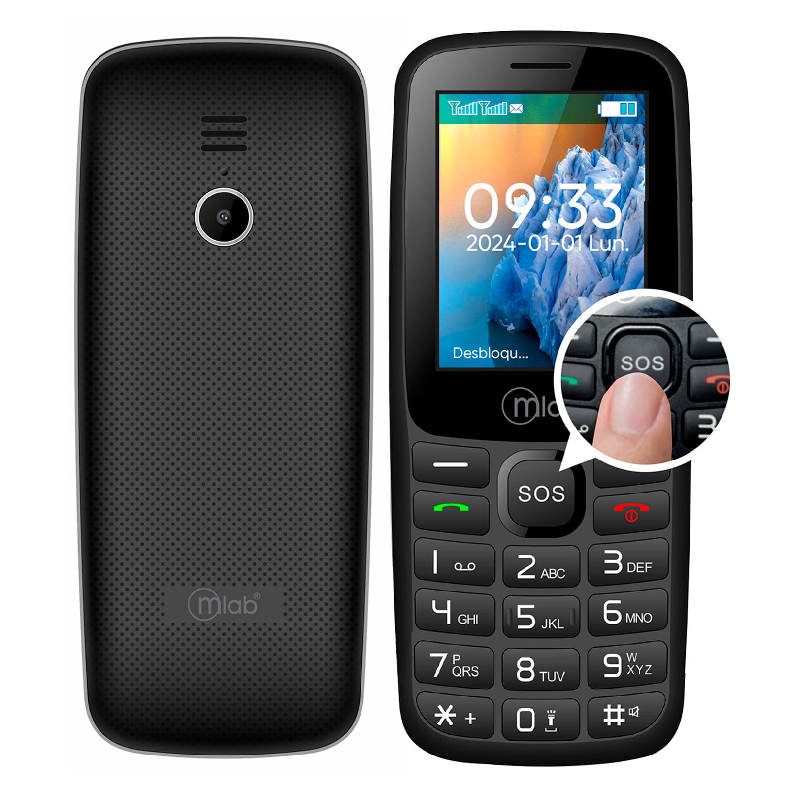 TELEFONO CELULAR ADULTO MAYOR 4G DUAL SIM BAR STYLE 2.4 PULG - 2