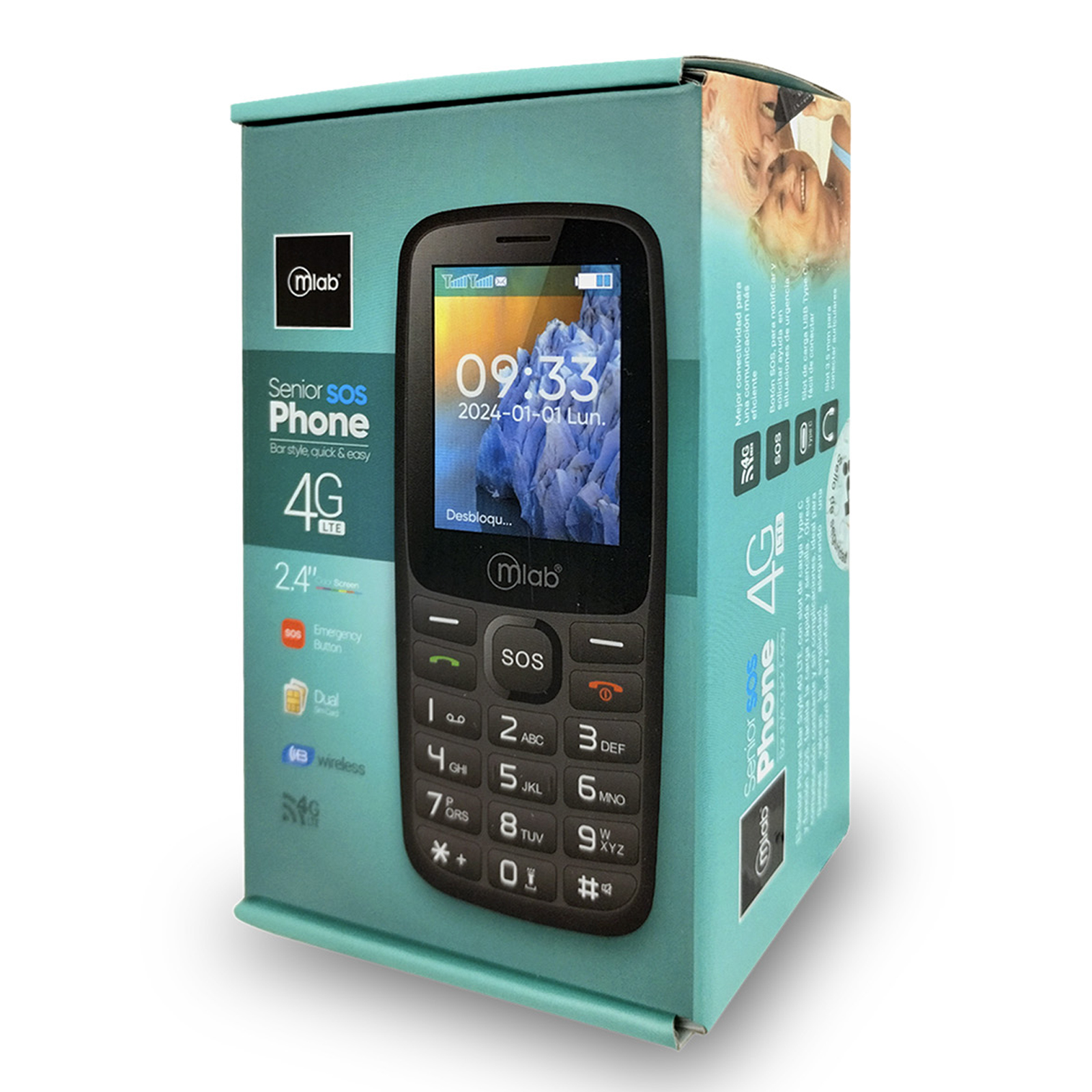 TELEFONO CELULAR ADULTO MAYOR 4G DUAL SIM BAR STYLE 2.4 PULG - 5
