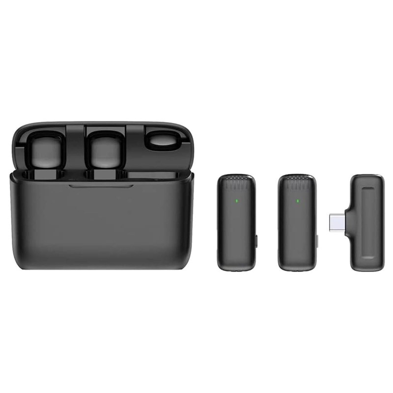 KIT DE 2 MICROFONOS INALAMBRICOS CON ESTUCHE DE CARGA USB-C - 2