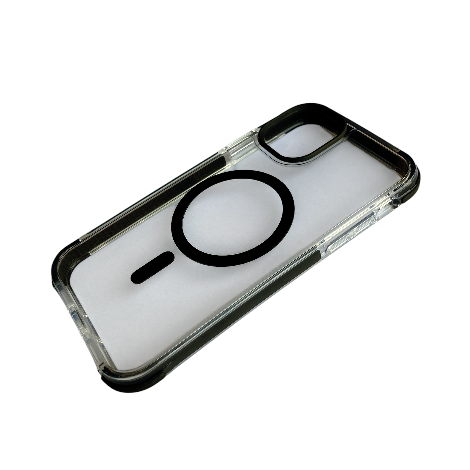 CARCASA TRANSPARENTE REFORZADA BORDE COLOR PARA IPHONE 11 NEGRO - 3