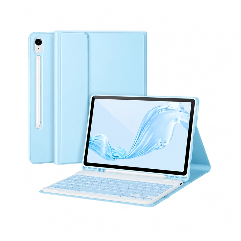 FUNDA CON TECLADO ESPAÑOL COMPATIBLE CON SAMSUNG TAB S10 FE 10.9 CELESTE - 1