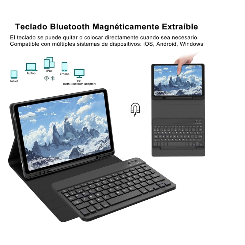 FUNDA CON TECLADO ESPAÑOL COMPATIBLE CON SAMSUNG TAB S10 FE 10.9 CELESTE - 6