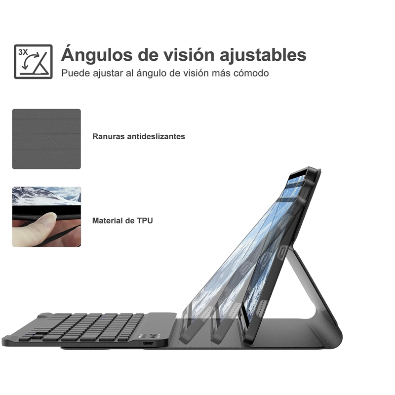 FUNDA CON TECLADO ESPAÑOL COMPATIBLE CON SAMSUNG TAB S10 FE 10.9 CELESTE - 7
