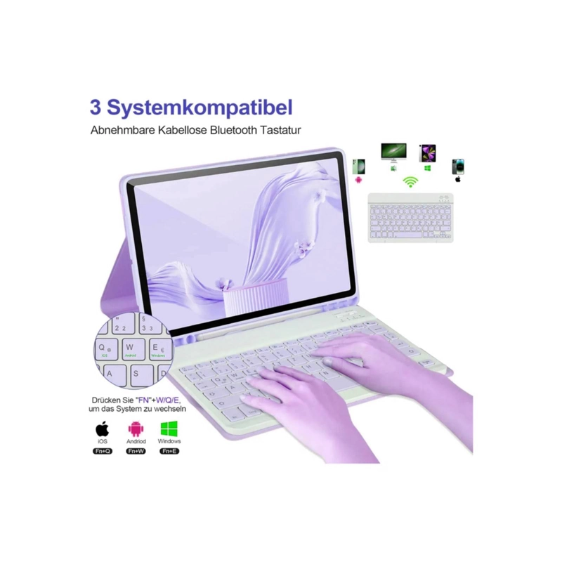 FUNDA CON TECLADO ESPAÑOL PARA SAMSUNG TAB S10 FE 10.9 LILA - 2