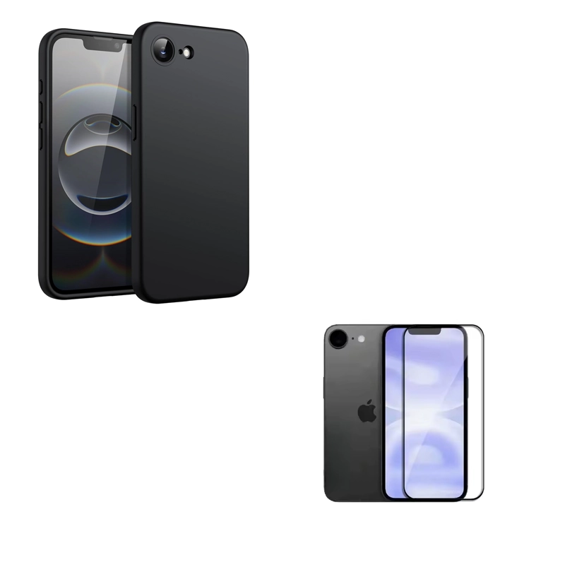GENÉRICO CARCASA LAMINA DE VIDRIO COMPATIBLE CON IPHONE 16E NEGRO