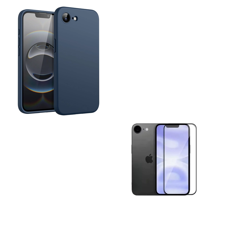 GENÉRICO CARCASA LAMINA DE VIDRIO COMPATIBLE CON IPHONE 16E AZUL OSCURO