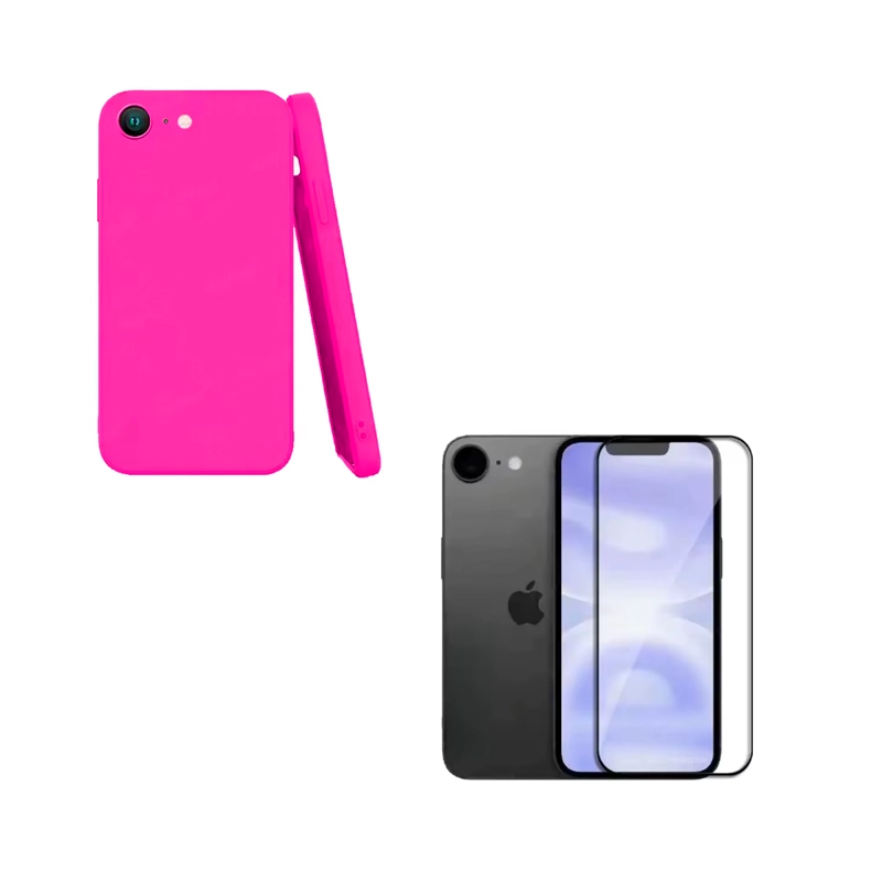 GENÉRICO CARCASA LAMINA DE VIDRIO COMPATIBLE CON IPHONE 16E FUCSIA