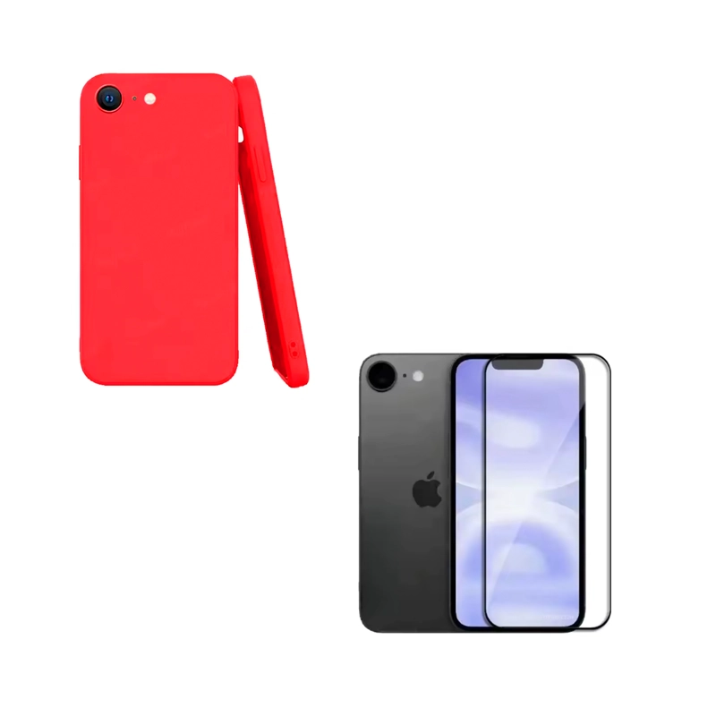 GENÉRICO CARCASA LAMINA DE VIDRIO COMPATIBLE CON IPHONE 16E ROJO