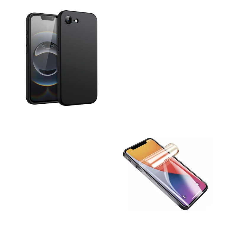 CARCASA FUNDA LAMINA CLEAR COMPATIBLE CON IPHONE 16E NEGRO - 1