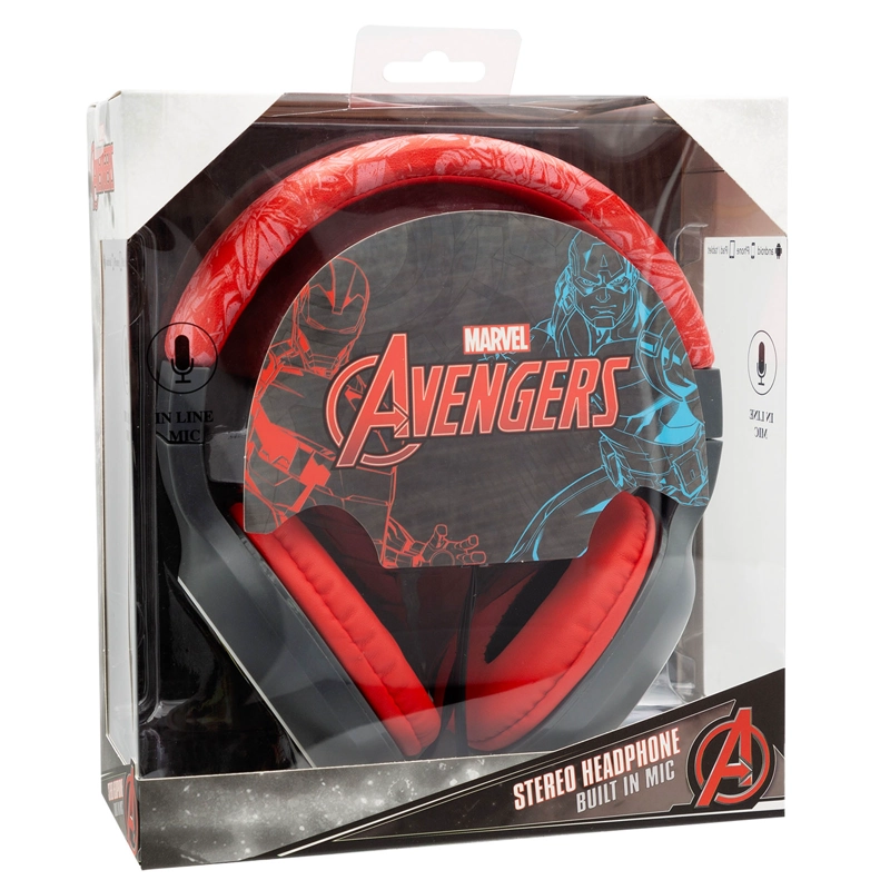 AUDIFONOS CON CABLE AUXILIAR CON MICROFONO AVENGERS IRON MAN - 4