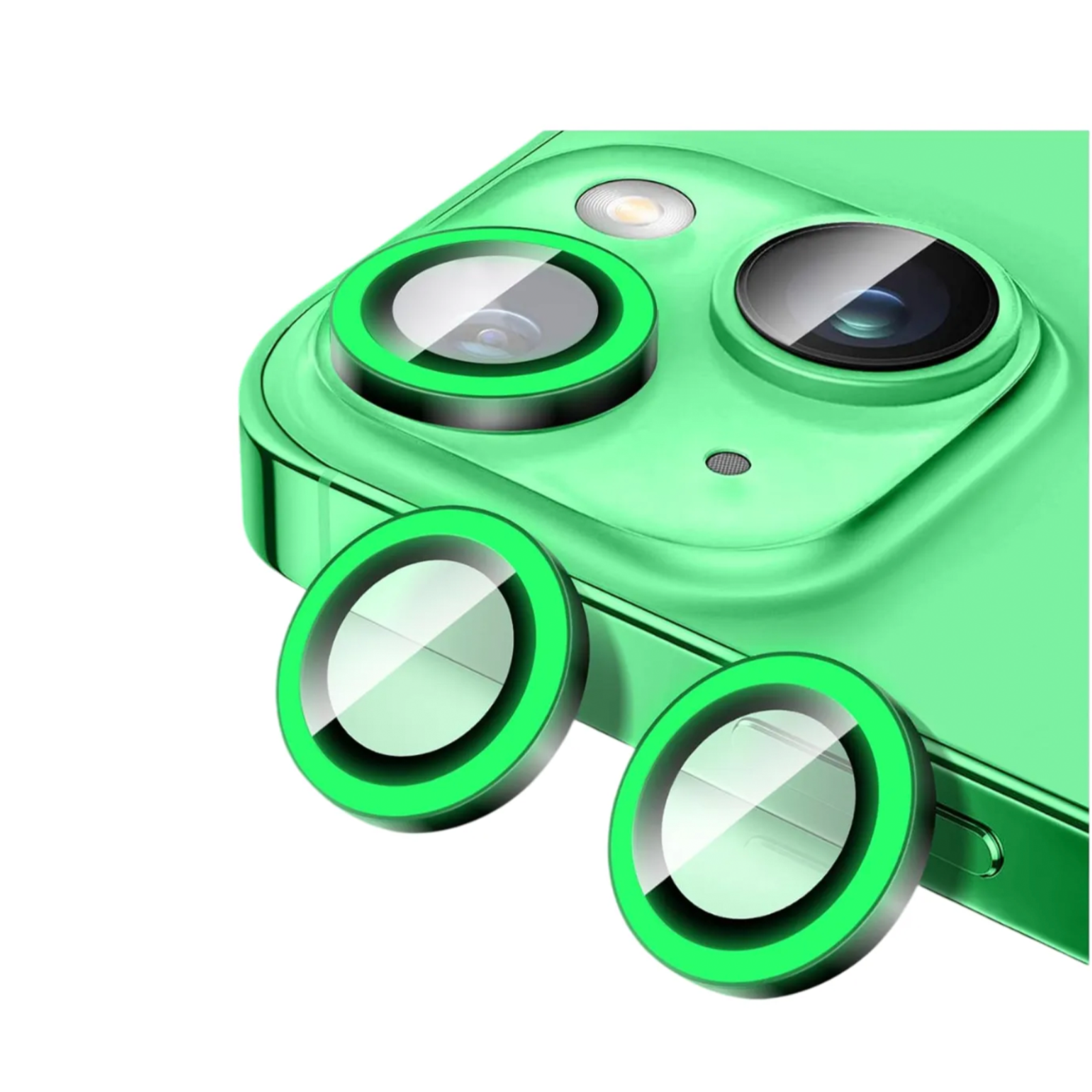 GENÉRICO PROTECTOR DE LENTES DE CAMARA PARA IPHONE 14 / 14 PLUS FLUOR VERDE