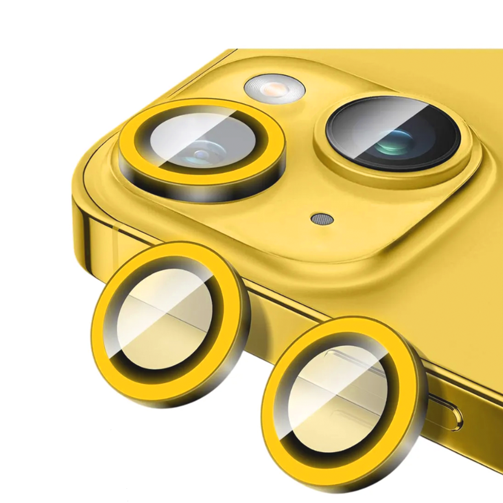 GENÉRICO PROTECTOR DE LENTES DE CAMARA PARA IPHONE 14 / 14 PLUS FLUOR AMARILLO