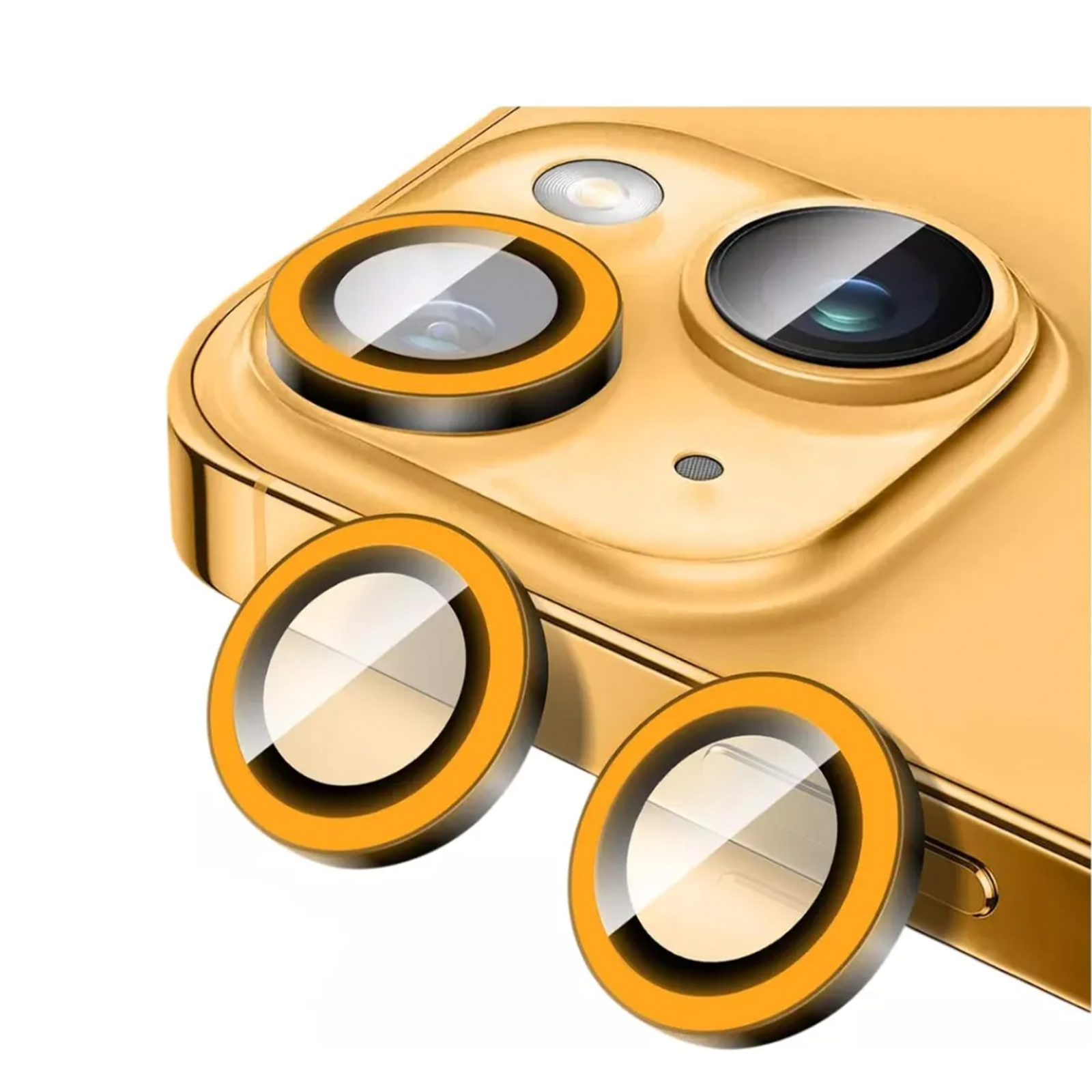 GENÉRICO PROTECTOR DE LENTES DE CAMARA PARA IPHONE 14 / 14 PLUS FLUOR NARANJA