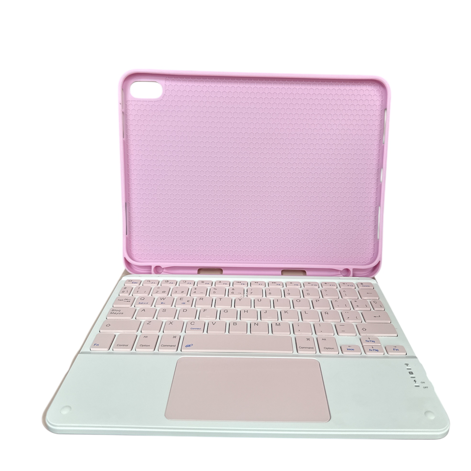 FUNDA CON TECLADO ESPAÑOL TOUCHPAD PARA IPAD AIR 10.9 4 5TA GENERACION ROSADO - 3