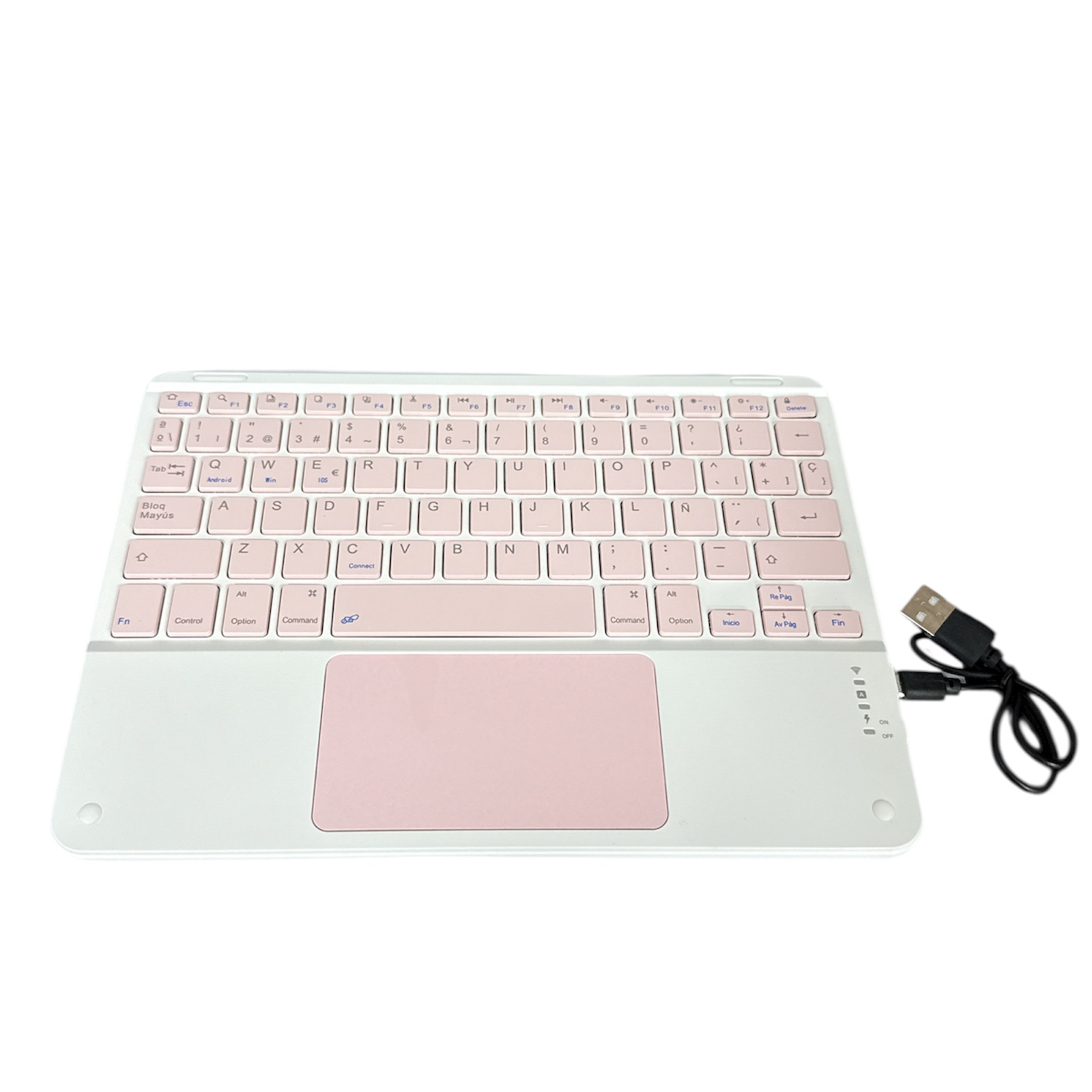 FUNDA CON TECLADO ESPAÑOL TOUCHPAD PARA IPAD AIR 10.9 4 5TA GENERACION ROSADO - 5