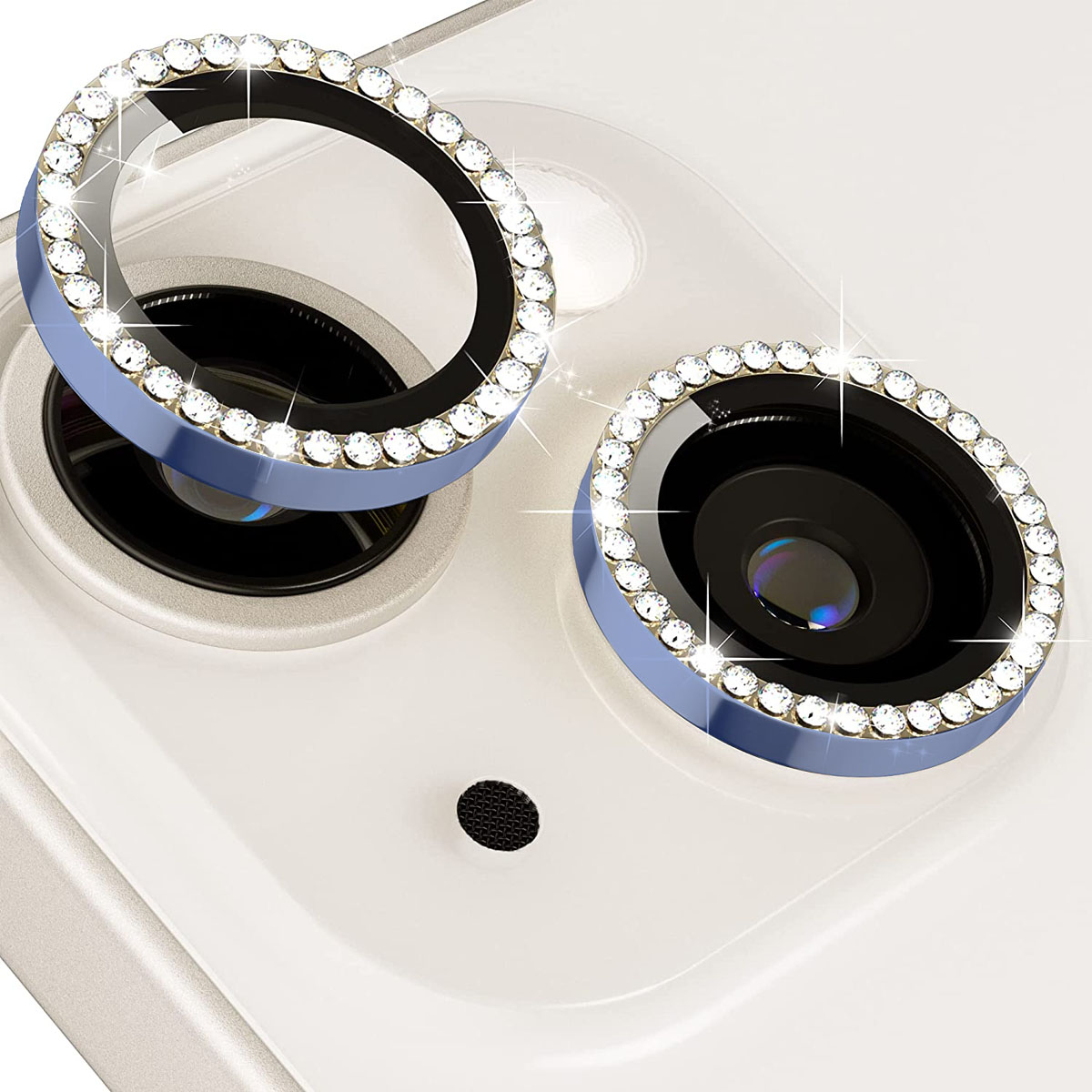 PROTECTOR DE LENTES DE CAMARA PARA IPHONE 14 PRO / 14 PRO MAX PIEDRAS AZUL - 1
