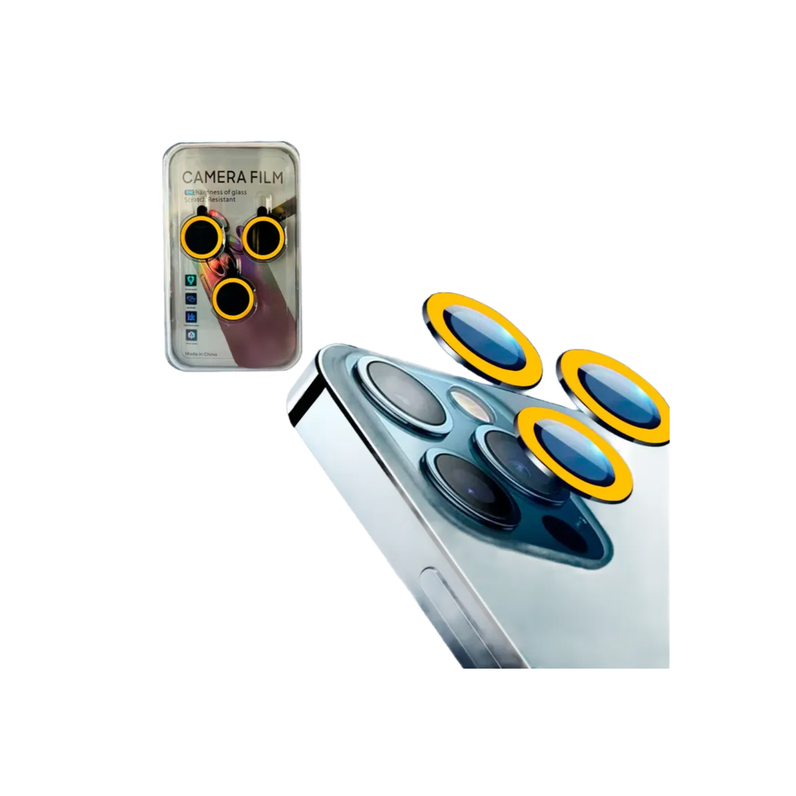 GENÉRICO PROTECTOR DE CAMARA PARA IPHONE 14 PRO 14 PRO MAX FLUOR AMARILLO