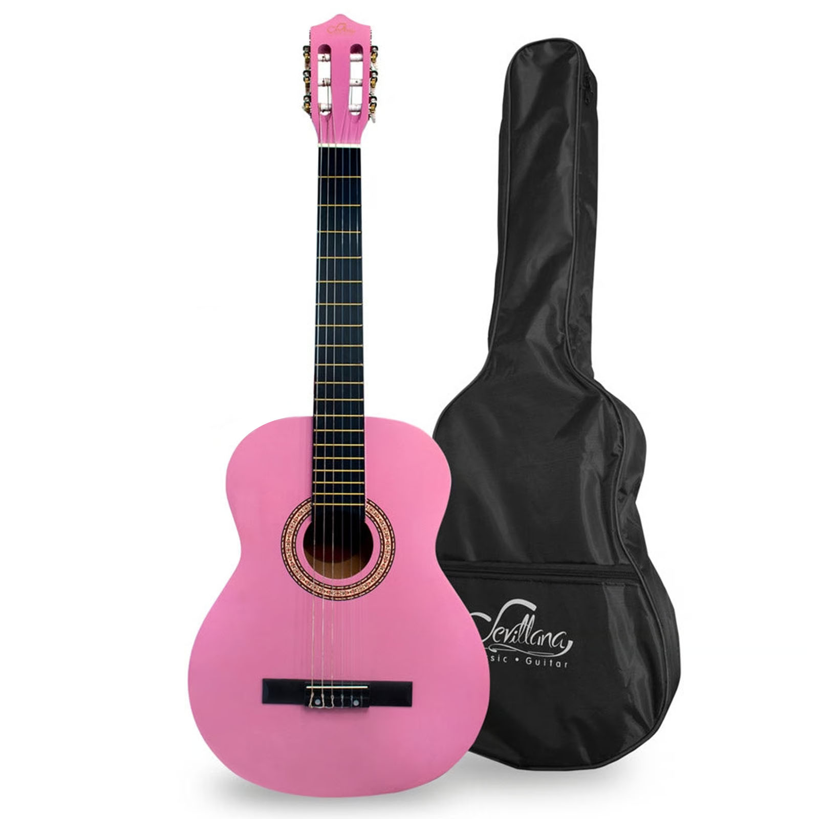 GUITARRA CLASICA FUNDA 39 PULGADAS SEVILLANA ROSA - 1