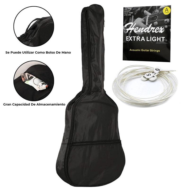 GUITARRA CLASICA FUNDA 36 PULGADAS MEDIANA HENDRIX AZUL - 2