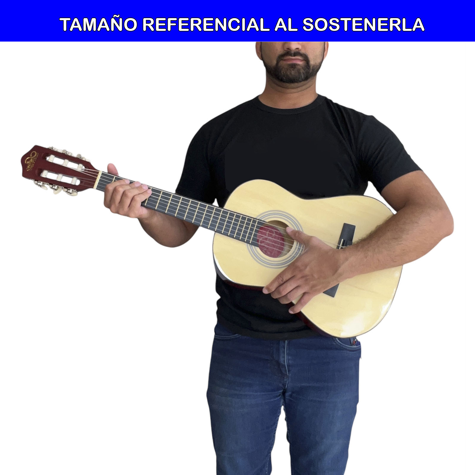 GUITARRA CLASICA FUNDA 34 PUL MEDIANA SEVILLANA NEGRO - 2