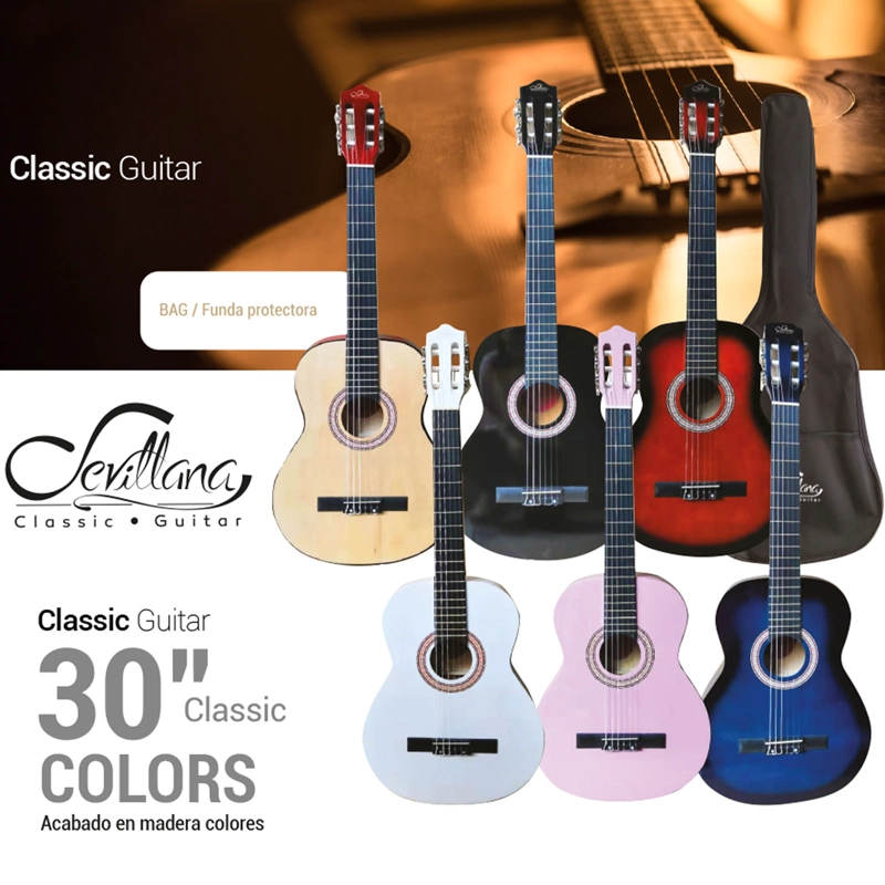 GUITARRA CLASICA FUNDA DE NIÑO 30 PULGADAS SEVILLANA NATURAL - 5