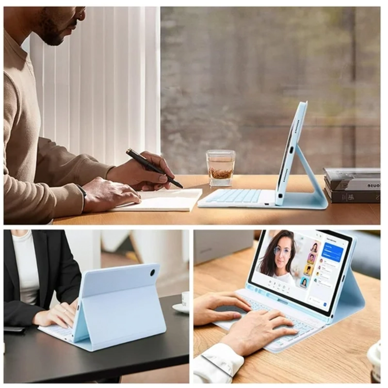 FUNDA CON TECLADO ESPAÑOL TOUCHPAD COMPATIBLE CON IPAD AIR 11 6TA M2 2024 ROSADO - 4