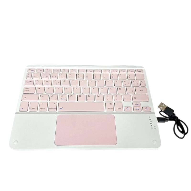 FUNDA CON TECLADO ESPAÑOL TOUCHPAD COMPATIBLE CON IPAD AIR 11 6TA M2 2024 ROSADO - 5