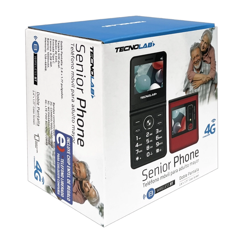 TELEFONO CELULAR ADULTO MAYOR 4G DUALSIM ALMEJA TL709 ROJO - 4