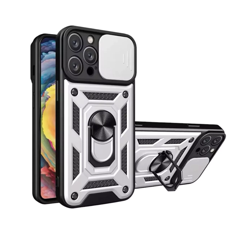 CARCASA ARMOR ANILLO COMPATIBLE CON IPHONE 16 PRO GRIS - 1