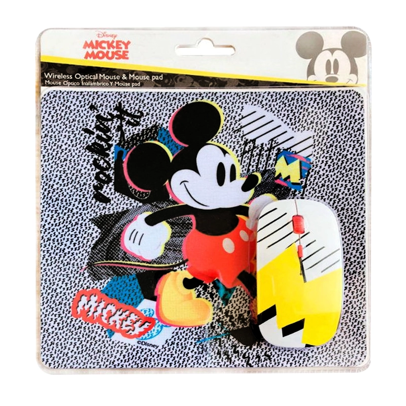KIT MOUSE INALAMBRICO CON MOUSEPAD ESTAMPADO DISEÑO MICKEY - 4