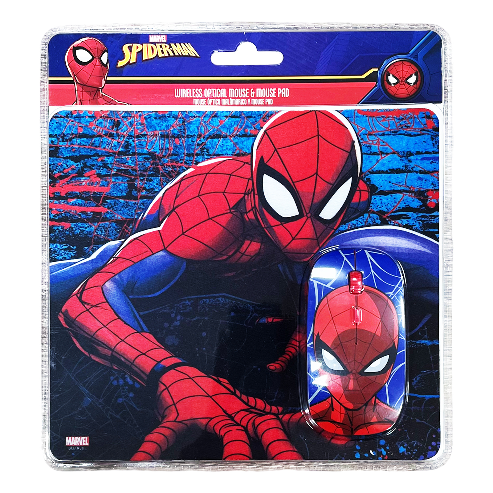 KIT MOUSE INALAMBRICO CON MOUSEPAD ESTAMPADO SPIDERMAN AZUL - 4