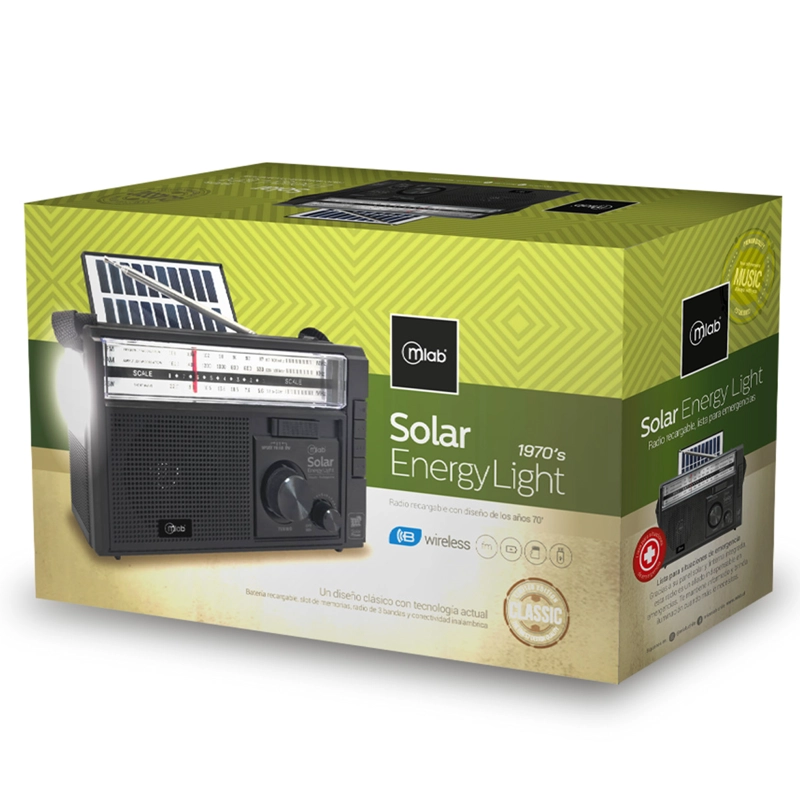 RADIO PORTATIL BLUETOOTH Y LINTERNA CARGA SOLAR ENERGY LIGHT - 6