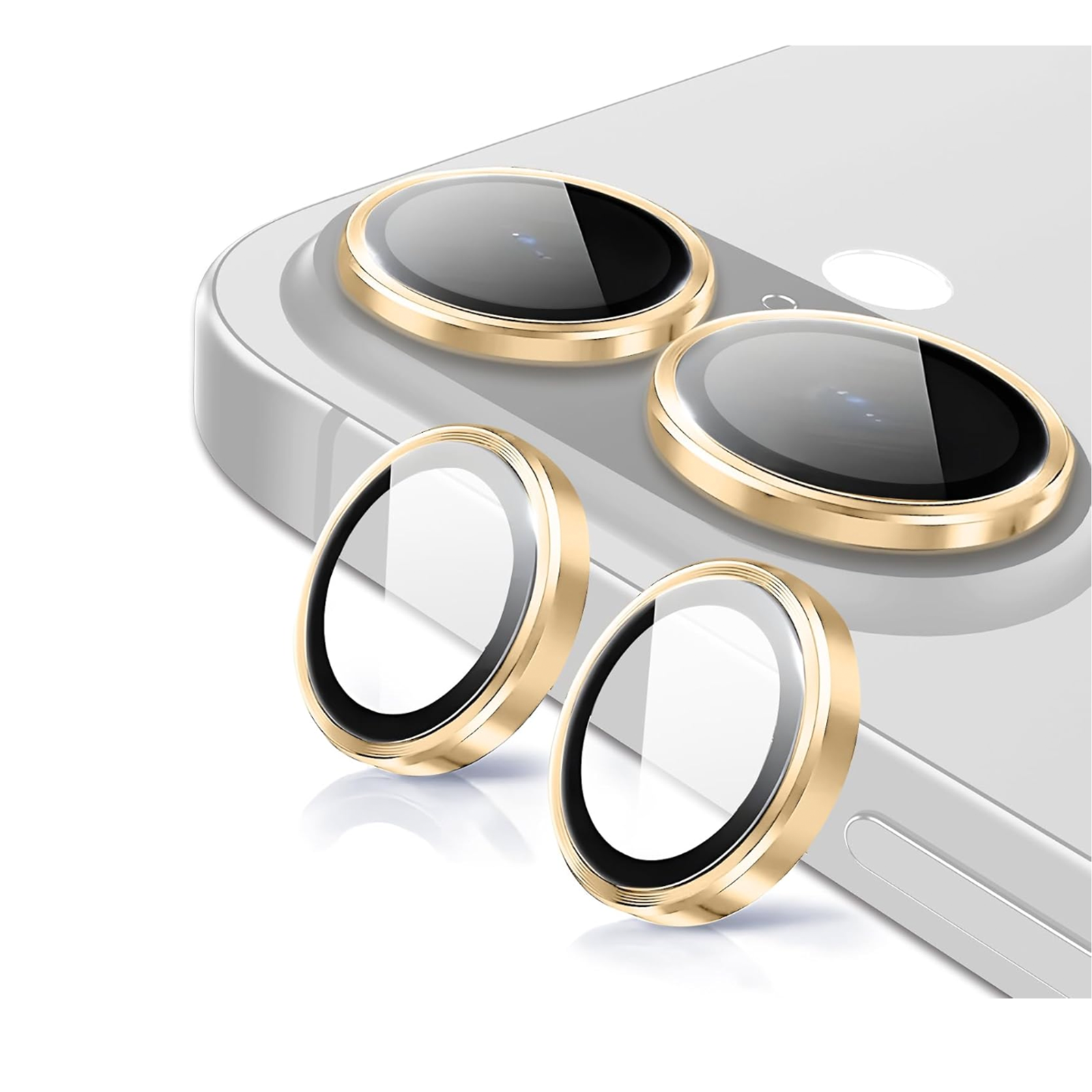 GENÉRICO PROTECTOR METALIZADO PARA CAMARA DE IPHONE 16/16 PLUS DORADO