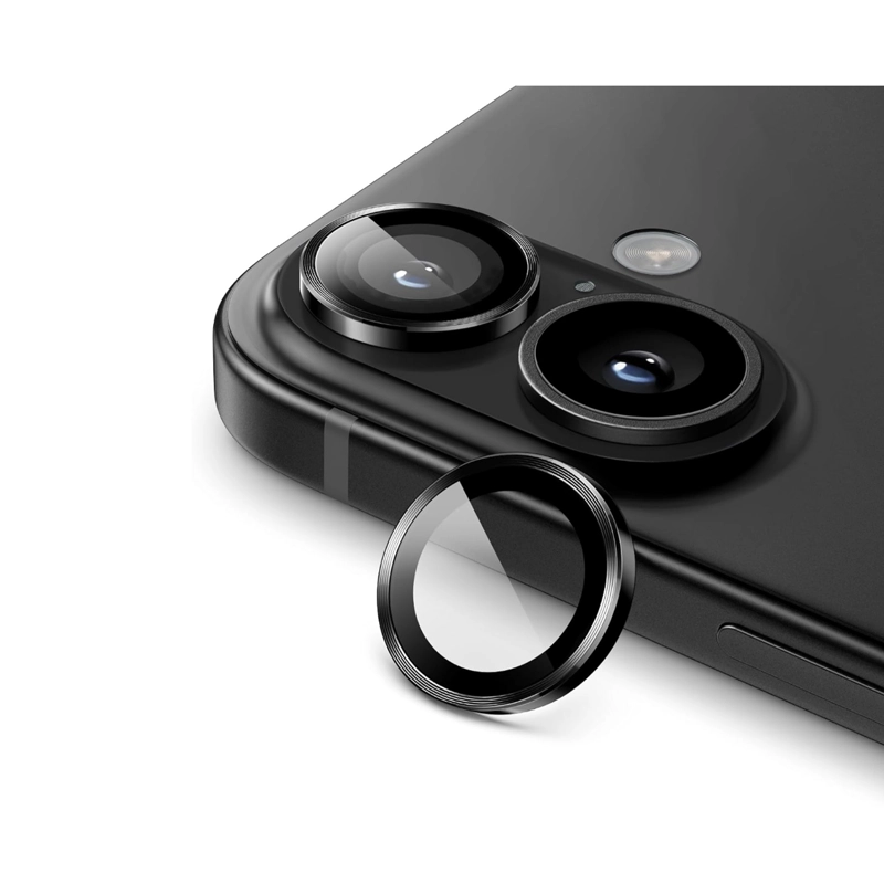 PROTECTOR METALIZADO PARA CAMARA DE IPHONE 16/16 PLUS NEGRO - 1