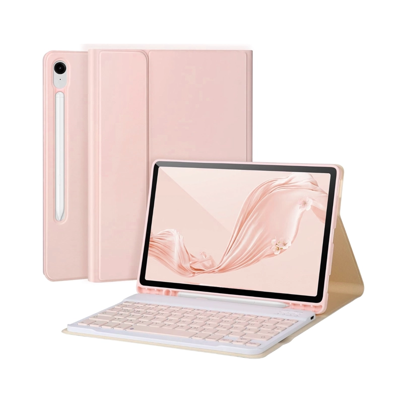 FUNDA CON TECLADO ESPAÑOL COMPATIBLE CON SAMSUNG TAB S10 FE 10.9 ROSADO - 1