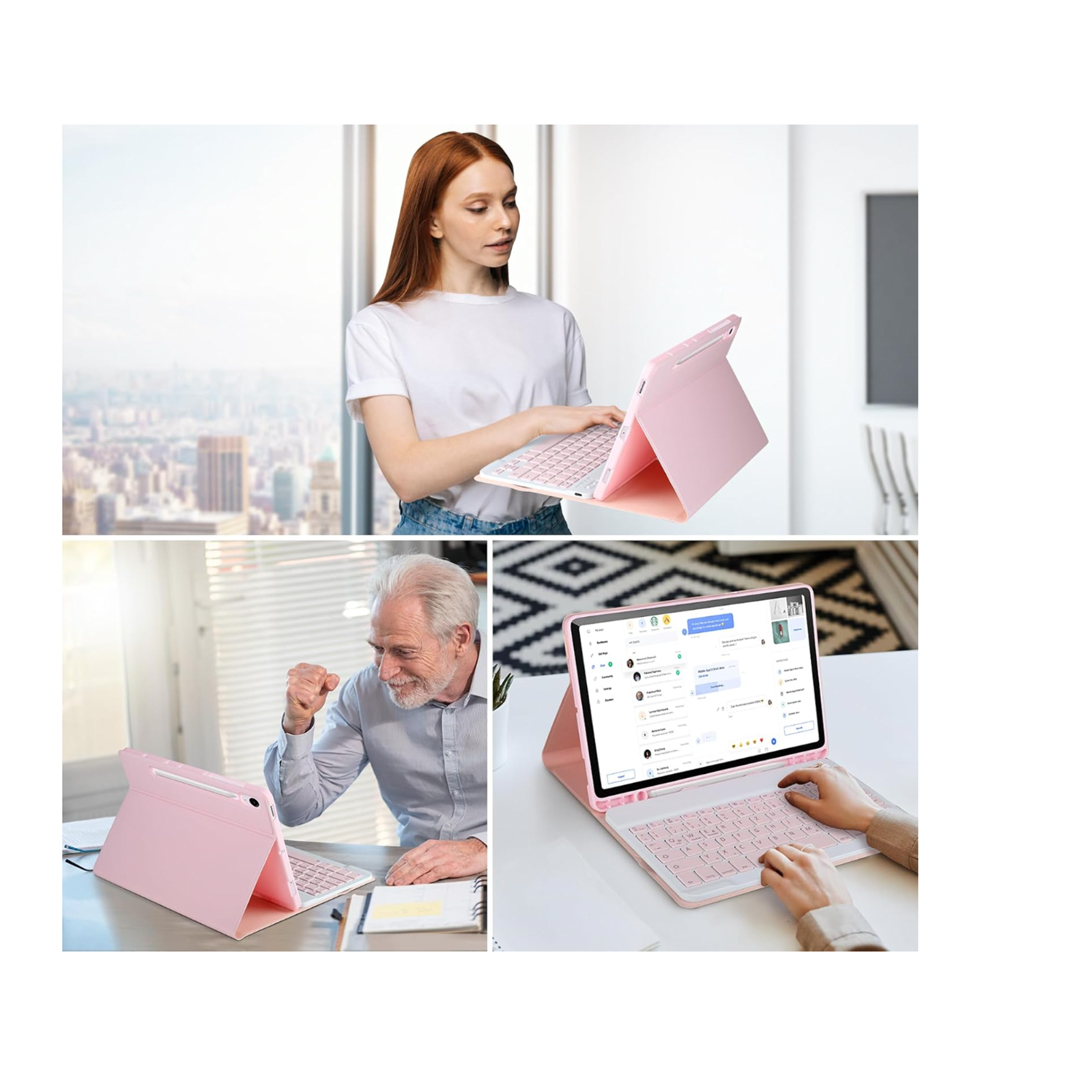 FUNDA CON TECLADO ESPAÑOL PARA SAMSUNG TAB S9 FE 10.9 ROSADO - 2