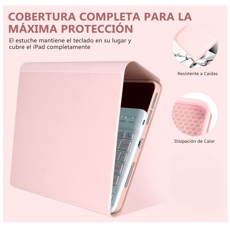 FUNDA CON TECLADO ESPAÑOL PARA IPAD 10.9 2022 10G ROSADO - 3